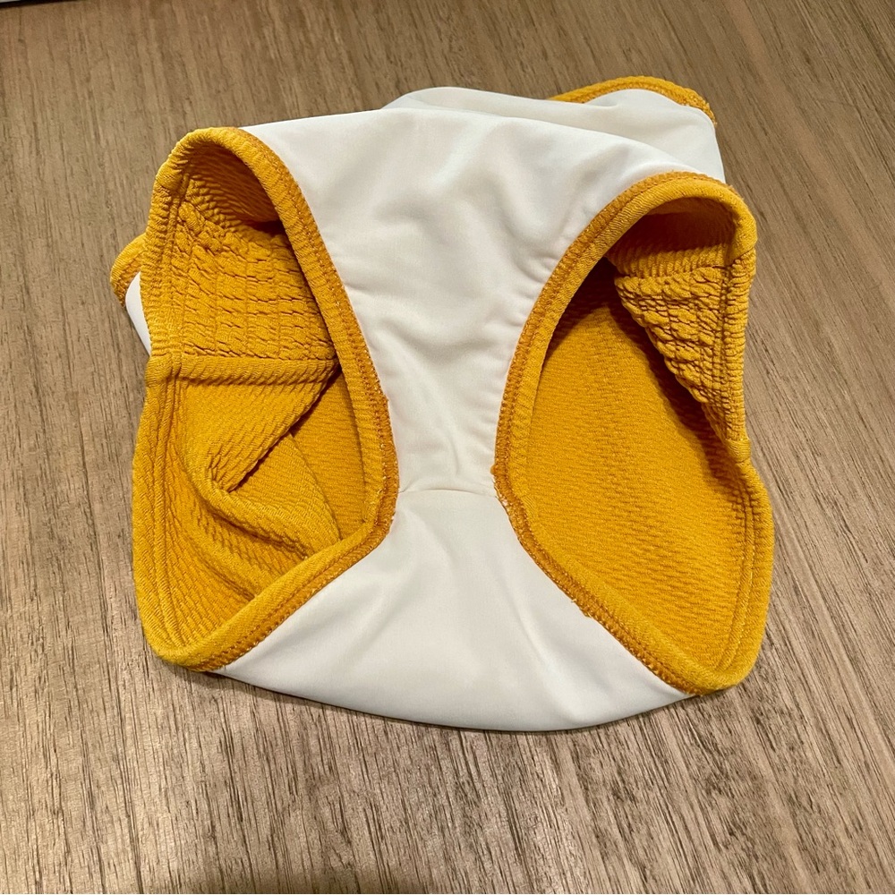 Girls Rad Swim High Waisted Smocked Swimsuit | Mustard Yellow | Size 8 - Picture 6 of 6